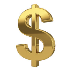 Obraz premium Shiny gold dollar sign currency money isolated on a transparent background