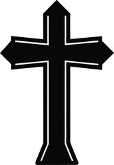 Cross silhouette vector art illustration and minimal black and white design