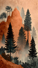 Pines and Palms on Canyon Slope