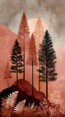 Ethereal Pines and Ferns at Dusk