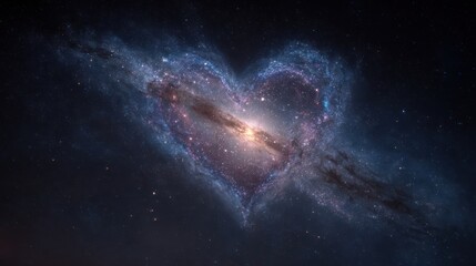 Fototapeta premium A Valentine heart in a starry night galaxy far away, 8k, realistic, full ultra HD, high resolution, cinematic photography