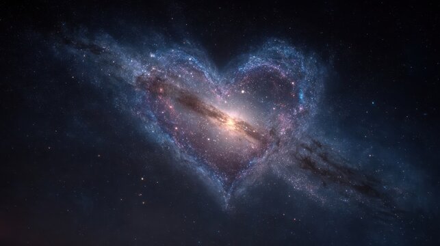 A Valentine heart in a starry night galaxy far away, 8k, realistic, full ultra HD, high resolution, cinematic photography