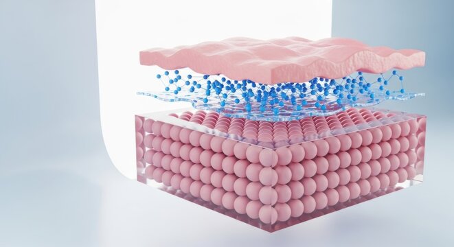 3d illustration of skin layers with moisture barrier and hydration