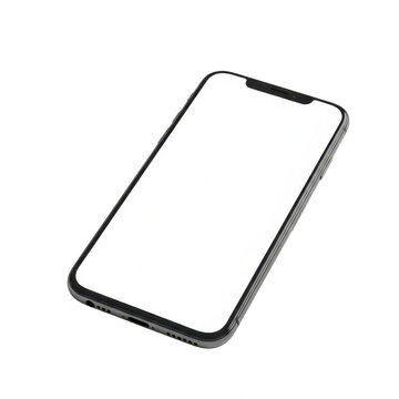 A smartphone with a blank screen is displayed on a white background. isolated on transparent background