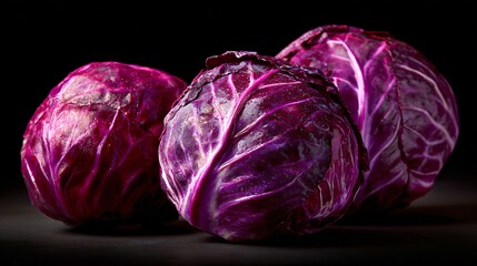 Obraz premium Red cabbage photographed with clean studio shadows, stock precision
