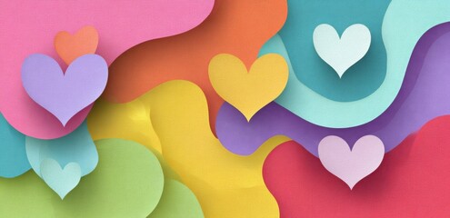 valentines abstract background with paper hearts