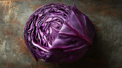 Fototapeta premium Red cabbage plated with intentional negative space