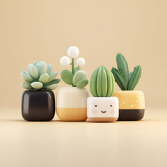 Cute Minimal Succulent Pots in Pastel Colors