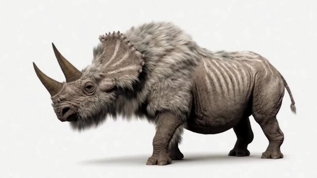 Wooly Tricerhinoceros walking a little
