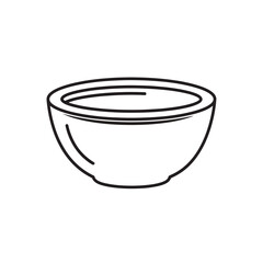 Simple black and white line drawing of a bowl from a slightly elevated viewpoint