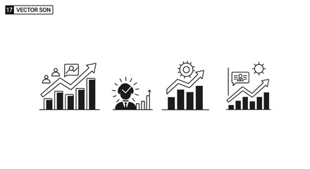 Fototapeta premium Infographics displaying business growth trends and innovative ideas in a modern setting from a straightforward viewpoint