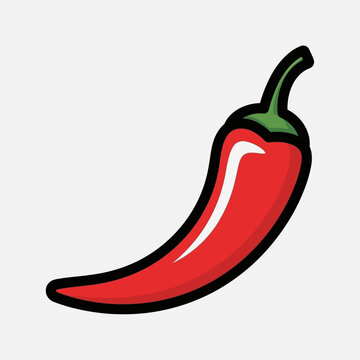 Vibrant red chili pepper illustration on a clean background viewed from a straightforward angle