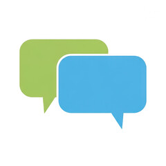 Fototapeta premium Two overlapping speech bubbles in green and blue on a white background. isolated on transparent background