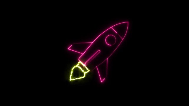 Neon Jetpack with Orange Flame Exhaust futuristic technology Neon Jetpack With Orange Flame Exhaust on Black Background.