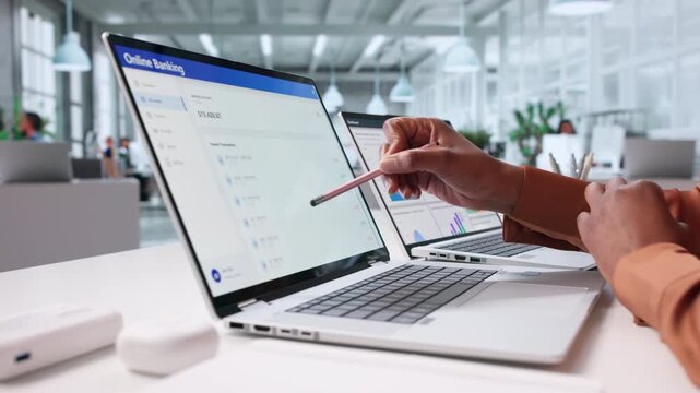 African Woman Transferring Balance Through Online Bank