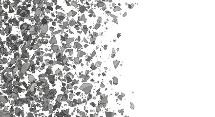 Obraz premium Dark gray fragmented rock particles scattered on a white background rocks fragments
