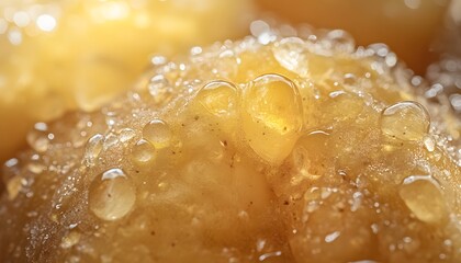 Close-up view of fresh potatoes with droplets of water, highlighting their natural texture and freshness, perfect for culinary themes.