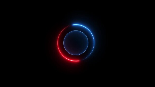 Abstract beautiful loading blue and red color neon light circle animation on dark background. neon line circle. Motion graphics make circle more attractive