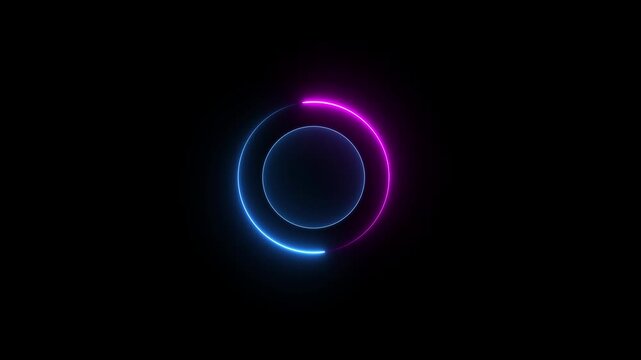 Abstract beautiful loading blue and red color neon light circle animation on dark background. neon line circle. Motion graphics make circle more attractive