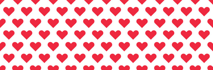 Romantic Seamless Pattern of Red Hearts on White Background - Flat Vector Illustration for Valentine's Day, Wedding Invitation, Gift Wrapping Paper, and Love Themed Wallpaper