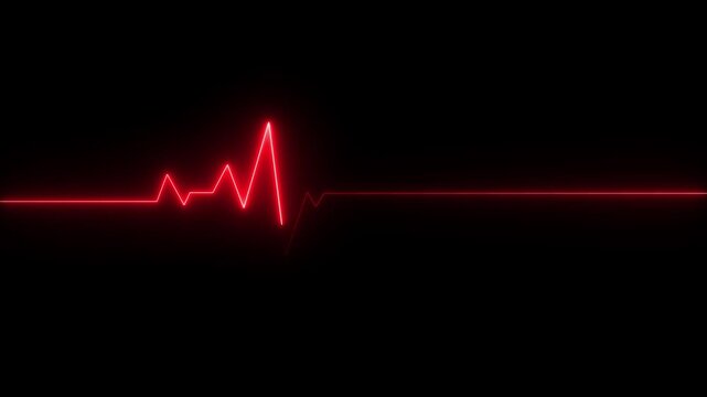 Glowing neon heartbeat and pulse rate animation. EKG monitoring in an emergency. Loop able medical heartbeat signal. Motion graphics make neon line more attractive