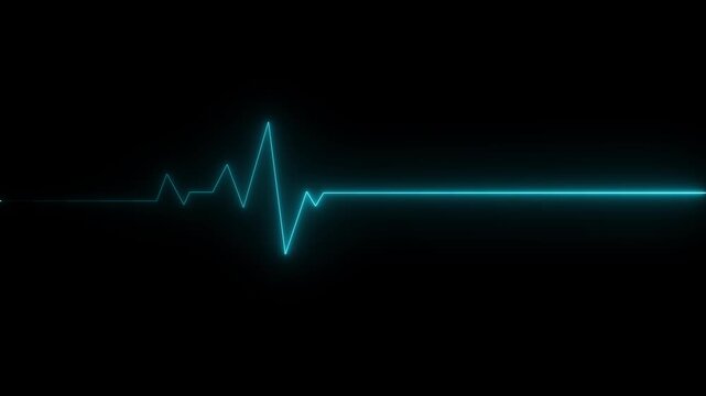 Glowing neon heartbeat and pulse rate animation. EKG monitoring in an emergency. Loop able medical heartbeat signal. Motion graphics make neon line more attractive