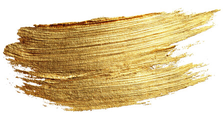 Abstract golden paint stroke with visible brush texture on dark background