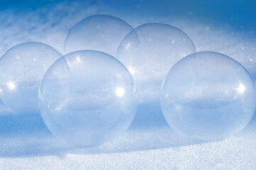 Five Soap Bubble Start to Freeze in Sub Zero Teperature