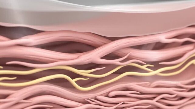 Close-up of human skin layers and nerves