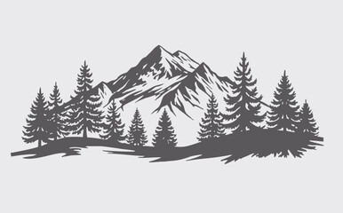 Fototapeta premium Mountain landscape with pine trees on a hillside
