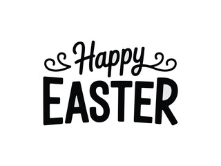 Fototapeta premium A festive Happy Easter greeting on a white background with black text