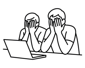 Frustrated Office Workers Facing Laptop Stress Work Pressure Deadline Problem