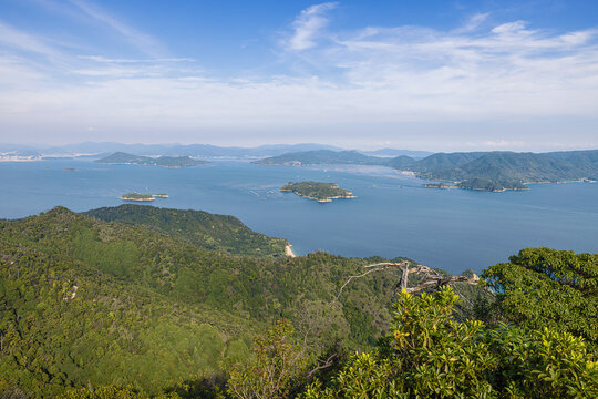 The Japanese Inland Sea and Hiroshima, seen from Mount Misen