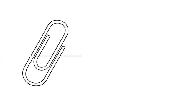 Paper clip continuous one line drawing animation. Full length one line art, binder clips animation continuous one line drawing, Self drawing line animation paper clip Attach continuous one single line