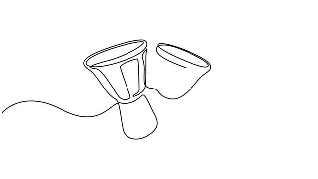 Tamtam continuous one line drawing animation, Tamtam animation continuous one line drawing, continuous line drawing of Snare Drum vector icon. Musical instrument single line for decoration, design
