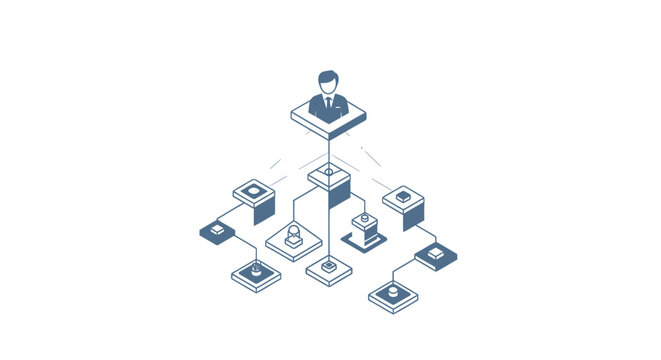 Vector flowchart or infographic template with person and connected boxes, for presentation or website, Isolated on transparent background, png