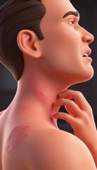 Itching Skin Allergy Rash on Neck and Shoulder