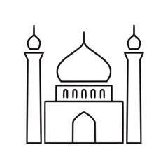 Obraz premium Stylized Mosque Icon Graphic Representing Islamic Heritage and Spiritual Gathering