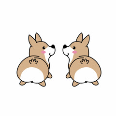 Cute cartoon illustration of two adorable brown animals facing each other with sweet expressions, symbolizing friendship, love, and affection in a playful kawaii style.
