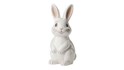 Obraz premium White ceramic rabbit figurine white rabbit isolated on a transparent background