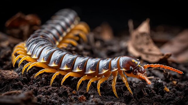 centipede on forest floor