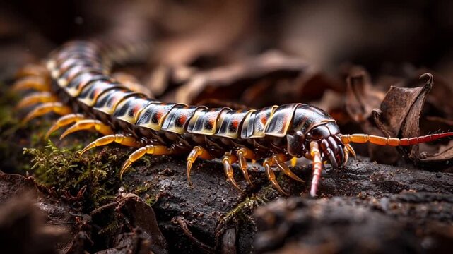 centipede on forest floor