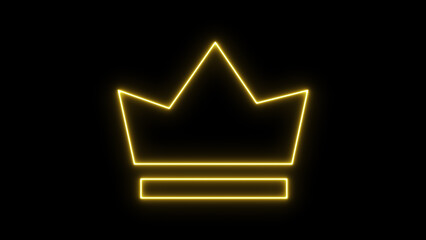 Neon Yellow Crown Outline on Black Background