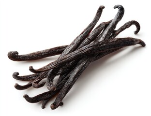 Close up of vanilla beans isolated on white background for culinary use