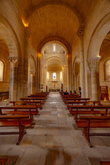 Naklejka premium Romanesque San Martin de Fromista church interior showing nave
