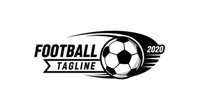 Football tagline logo with a soccer ball and the year 2020