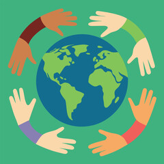 Hands forming a heart around the earth 