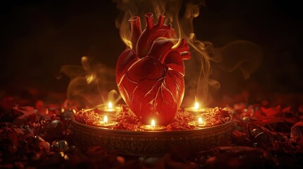 A vivid illustration of a heart ablaze with passion and intensity