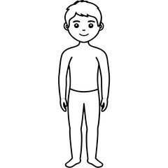 Minimalist boy body outline in on white background. 