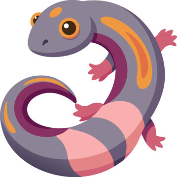 Vector illustration of a cartoon caecilian isolated on transparent background